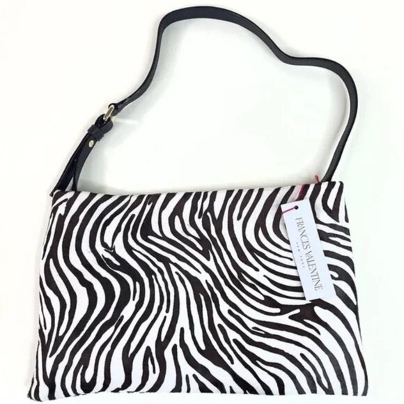 NWT Frances Valentine Pooch Shoulder Bag Zebra Black & White - GORGEOUS & CHIC - Picture 2 of 9